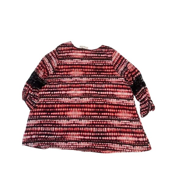 Kim Rogers Women's 2XL Multicolor Geometric Lace Blouse 3/4 Sleeve - Picture 2 of 7